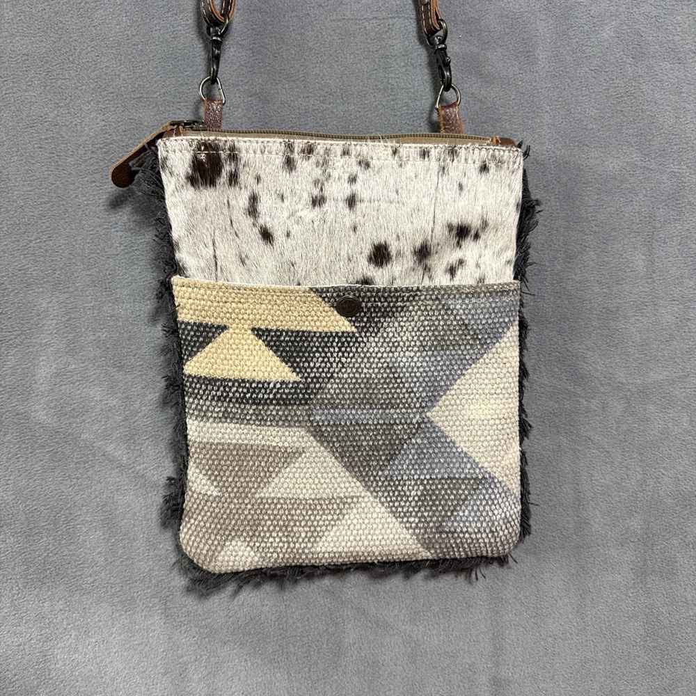 Myra Bag Leather Canvas Hairon Rug Crossbody Pocket Aztec Western Cowgirl